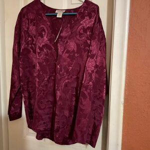 Brand new long sleeve burgundy buttoned down blouse